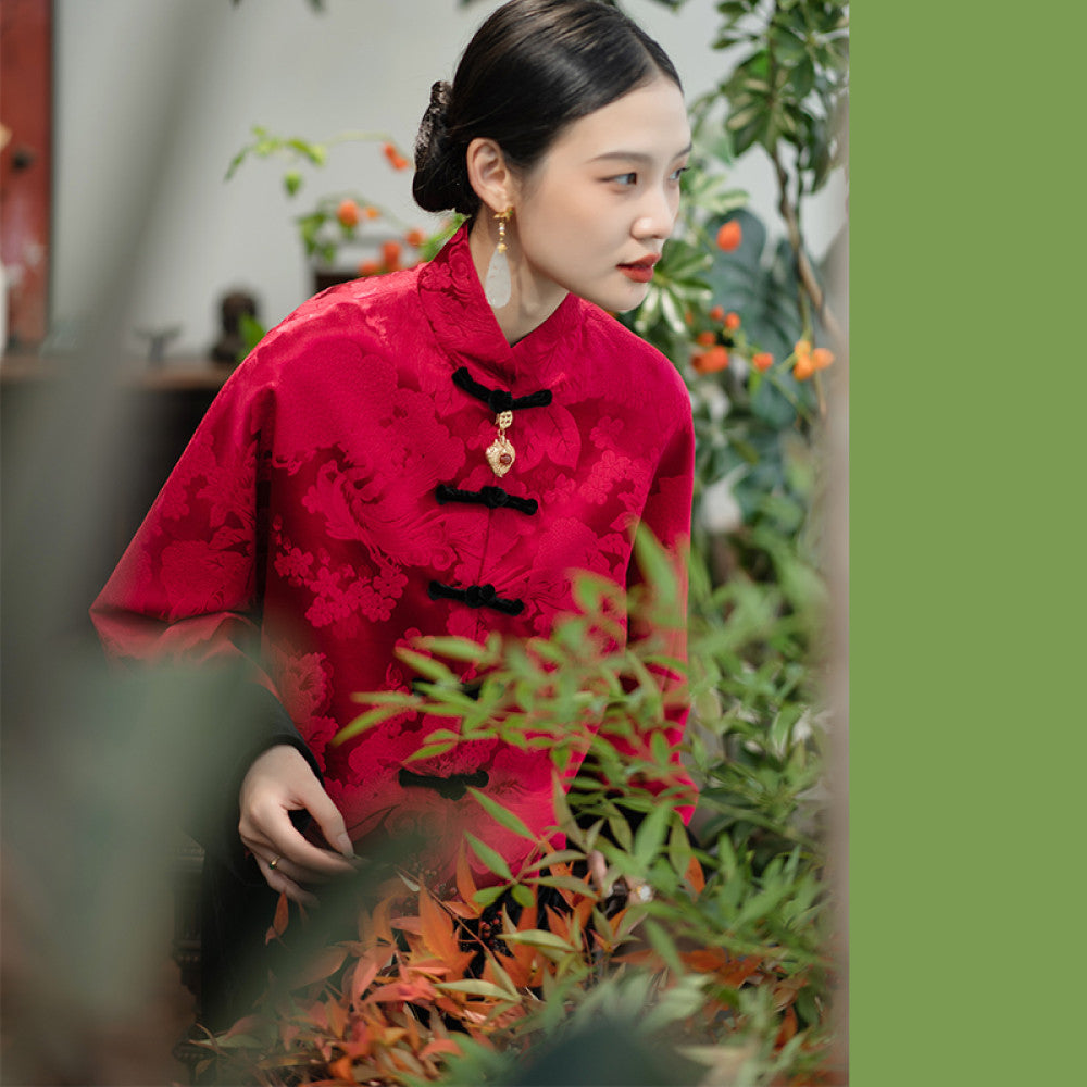 Word of mouth good product PCY1473 New Year s greetings series Guanle crepe Chinese retro small shirt jacket cotton coat cotton jacket for women image 54
