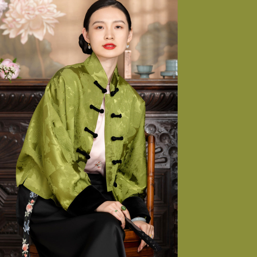 Word of mouth good product PCY1473 New Year s greetings series Guanle crepe Chinese retro small shirt jacket cotton coat cotton jacket for women image 80