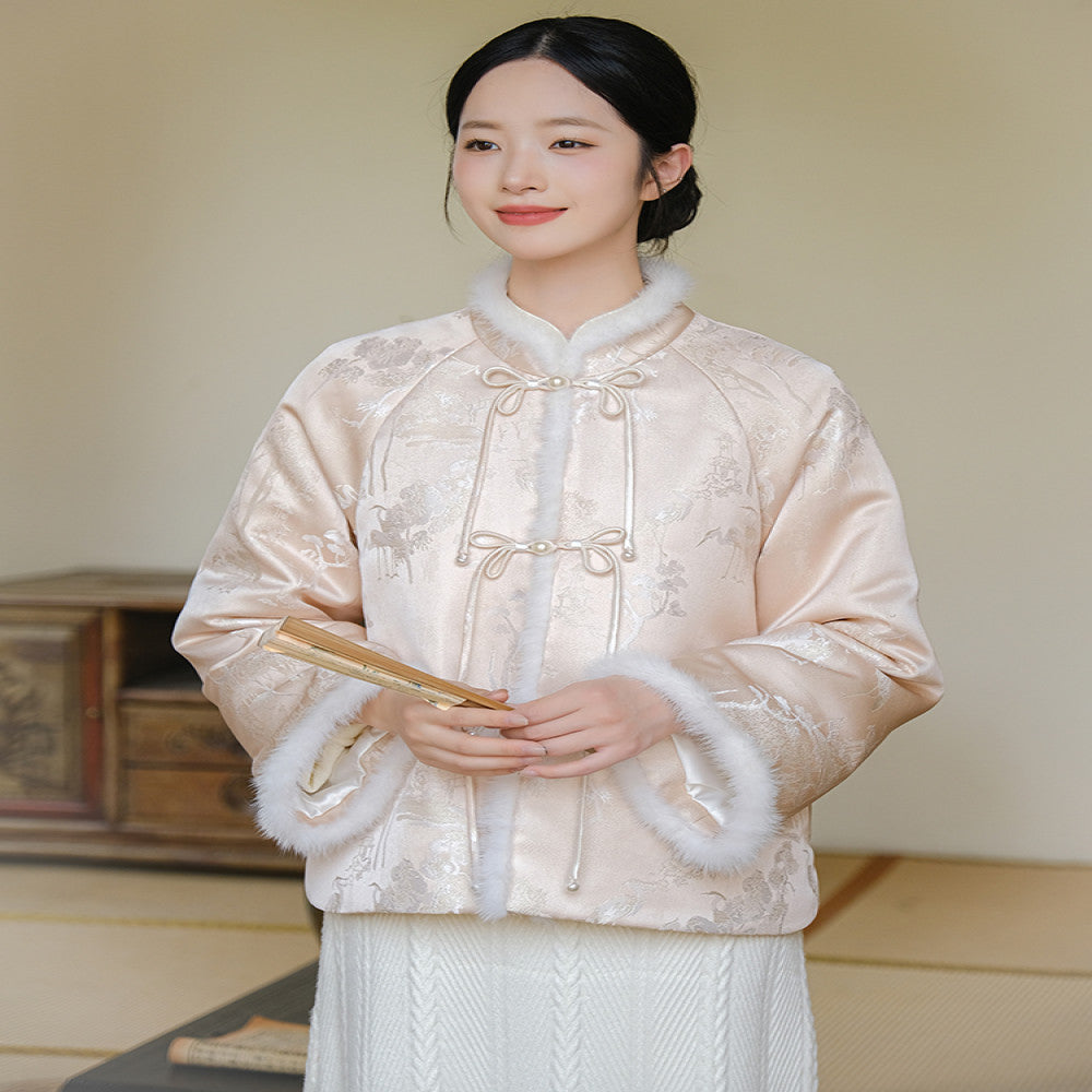 Mountain Colored Original New Chinese Style Coat Winter Improvement Tang Style Young Tea Clothes Plate Buckle Jacquard Cotton Clothes image 24
