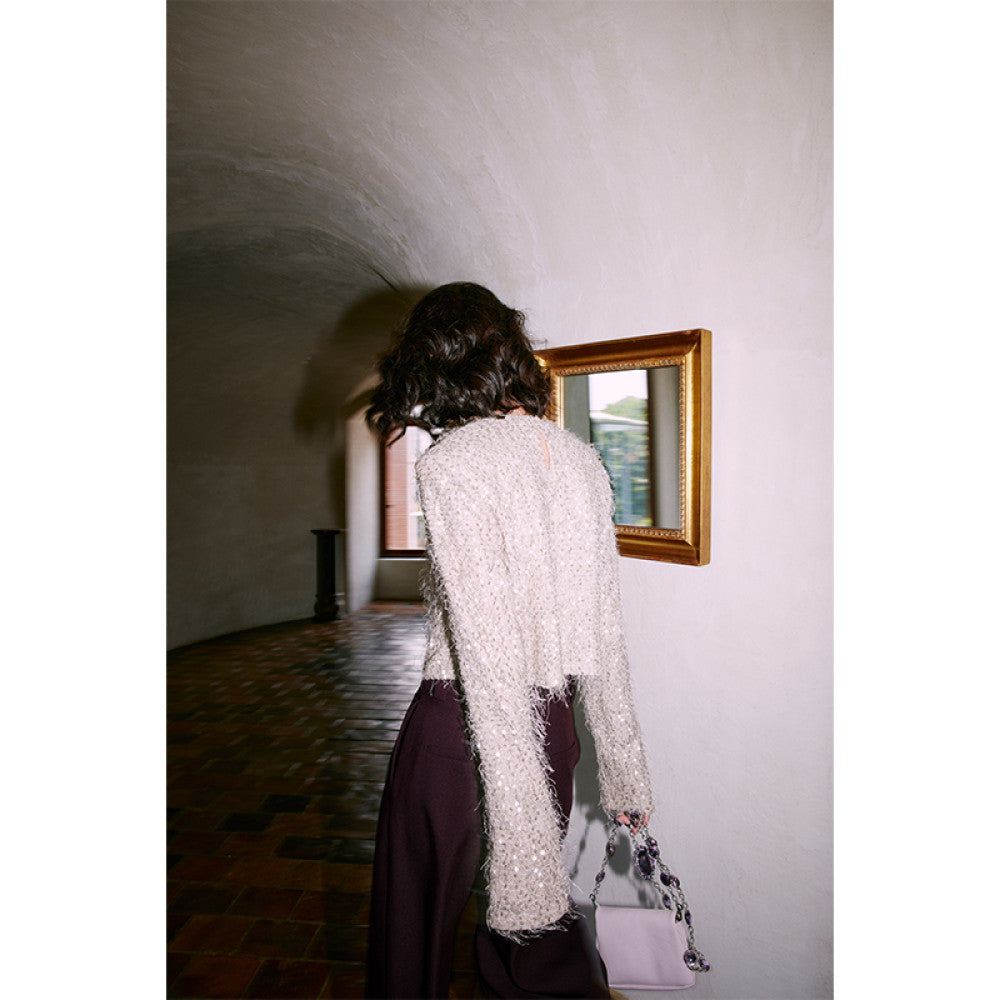 Rosebanks don t chase after the stars anymore Just have sequins shoulder pads sequin long sleeved tops image 5