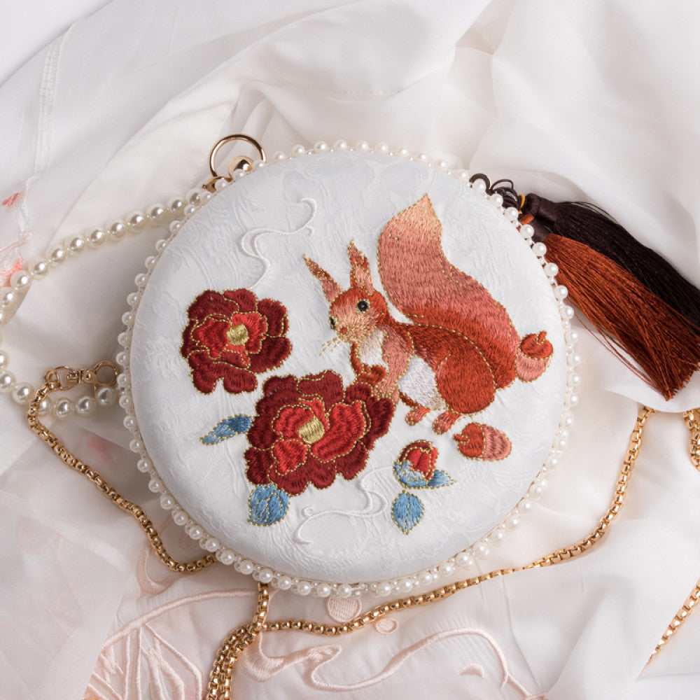 Embroidered handmade bag niche design crossbody bag women s versatile ins gentle ancient style apricot leaf bead Hanfu small bag image 21