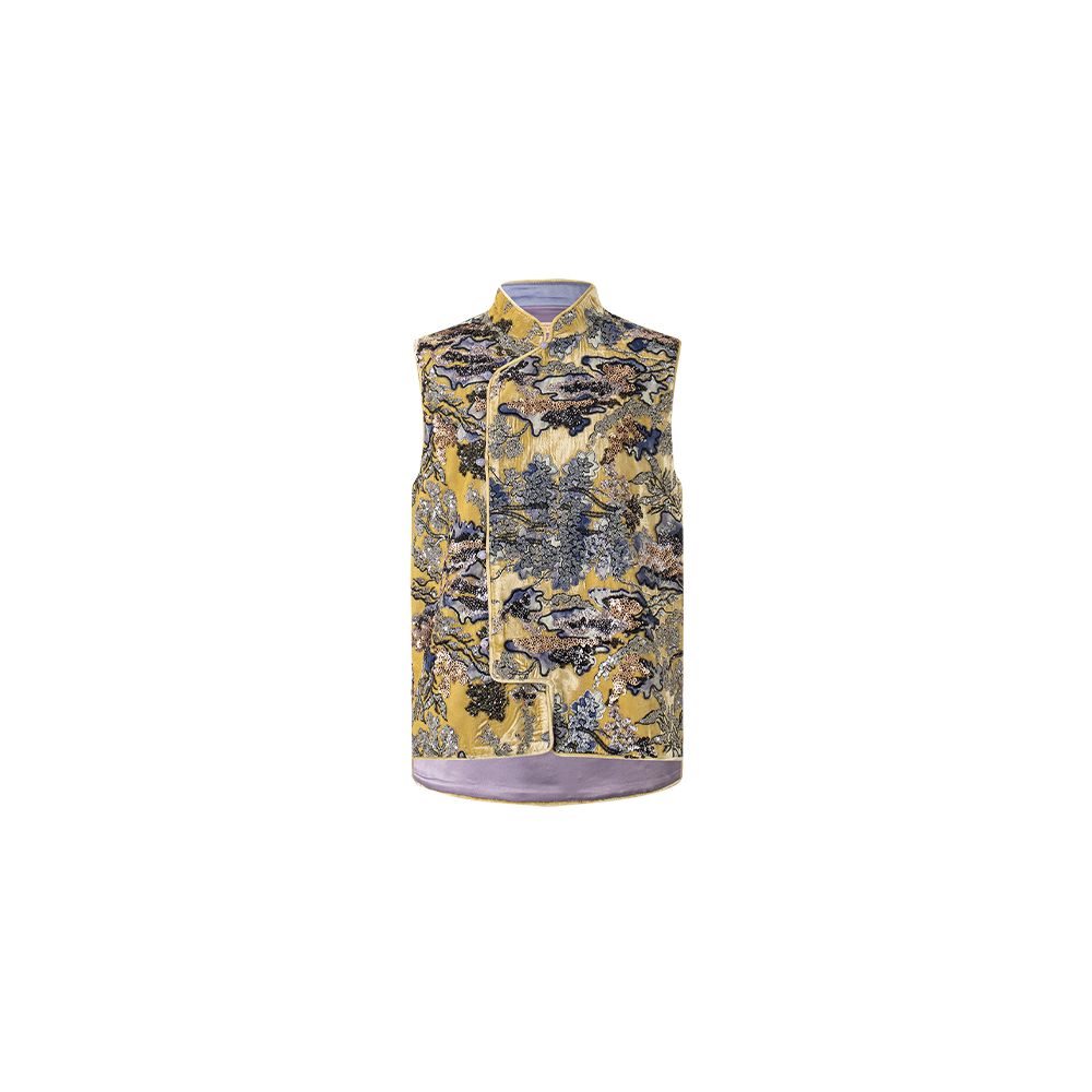 Wuyan Yiheshan Hetu New Chinese Brocade Velvet Bead Embroidery Material Vest Half Skirt Tencel Top image 11