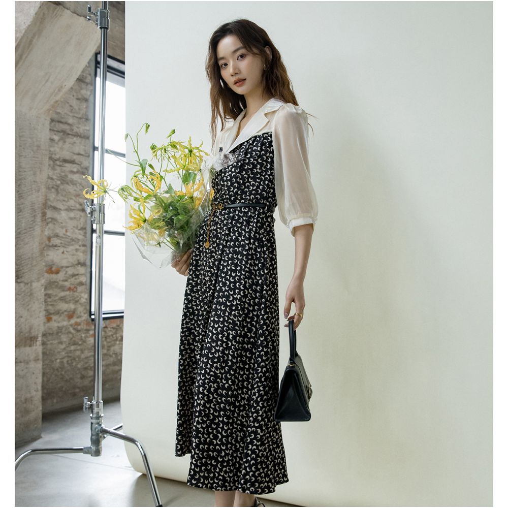French Hepburn style white shirt dress for women s spring and autumn new style 2080 Campanula tea break break two retro dresses image 13