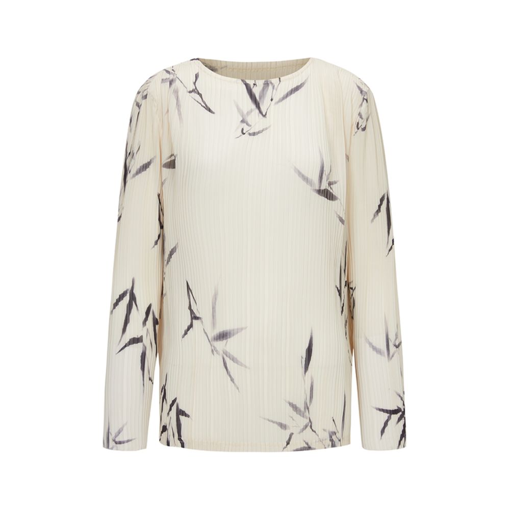 Hall Tang tingtang Bamboo leaf printed wind piano fold process breathable sunscreen thin shirt half skirt set two pieces image 5