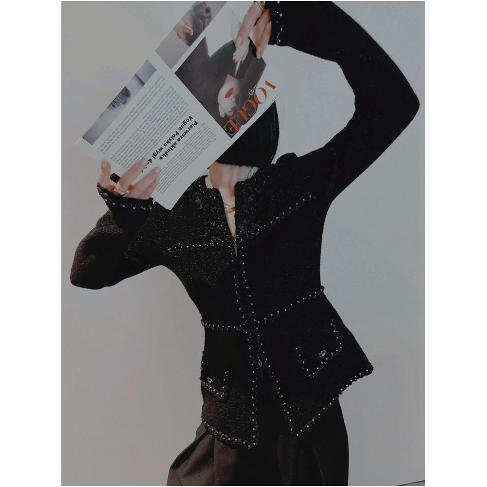 Luxury cashmere flower rhinestone French style small fragrance knitted cardigan with high end feel heavy coat sweater W4104 image 5
