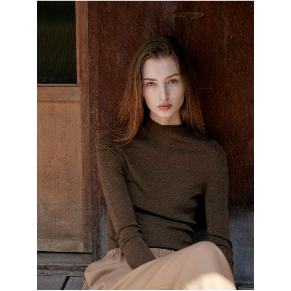 Commuse memory finely spun JI fine all wool Yangtze yarn seamless integrated semi high neck base sweater image 2
