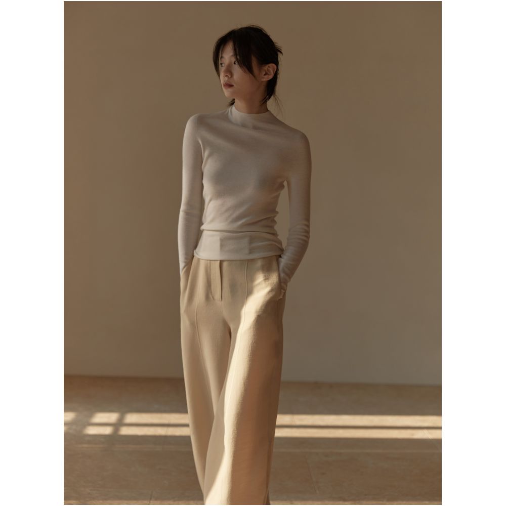 Commuse memory finely spun JI fine all wool Yangtze yarn seamless integrated semi high neck base sweater image 4