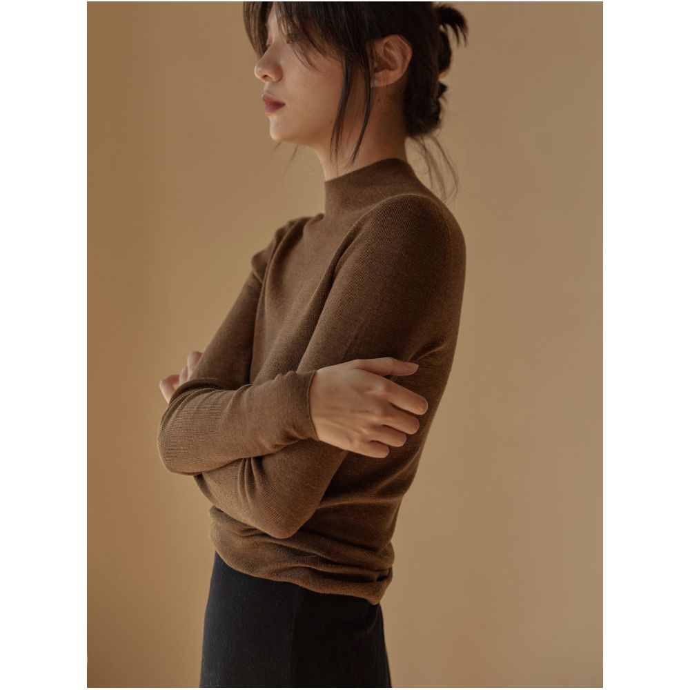 Commuse memory finely spun JI fine all wool Yangtze yarn seamless integrated semi high neck base sweater image 0
