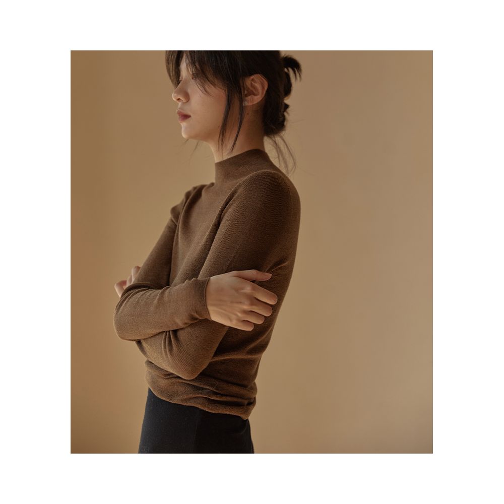 ASAYA2547 Yangzi yarn seamless one-piece half turtleneck bottoming shirt