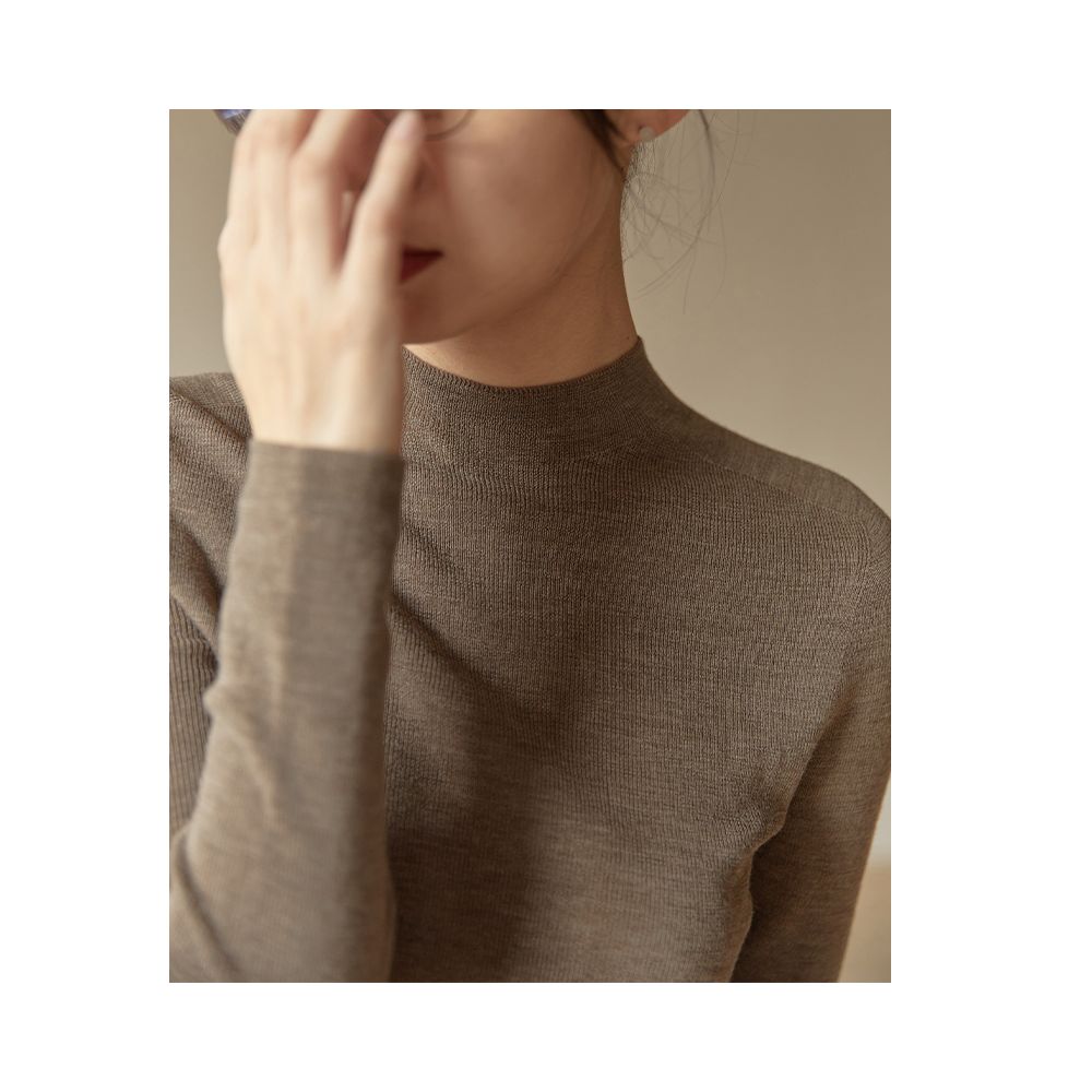 Commuse memory finely spun JI fine all wool Yangtze yarn seamless integrated semi high neck base sweater image 30