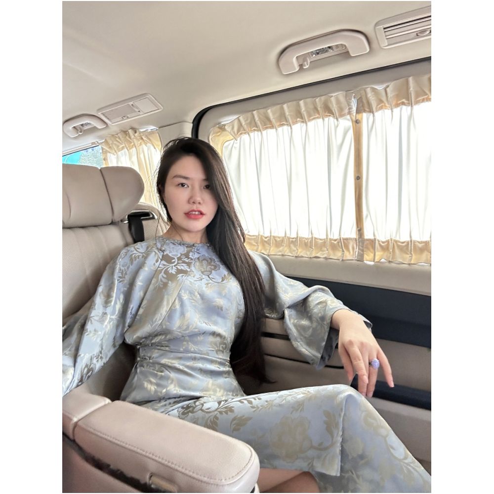 45 mulberry silk peony printed handmade buckle new Chinese style improved cheongsam skirt image 2