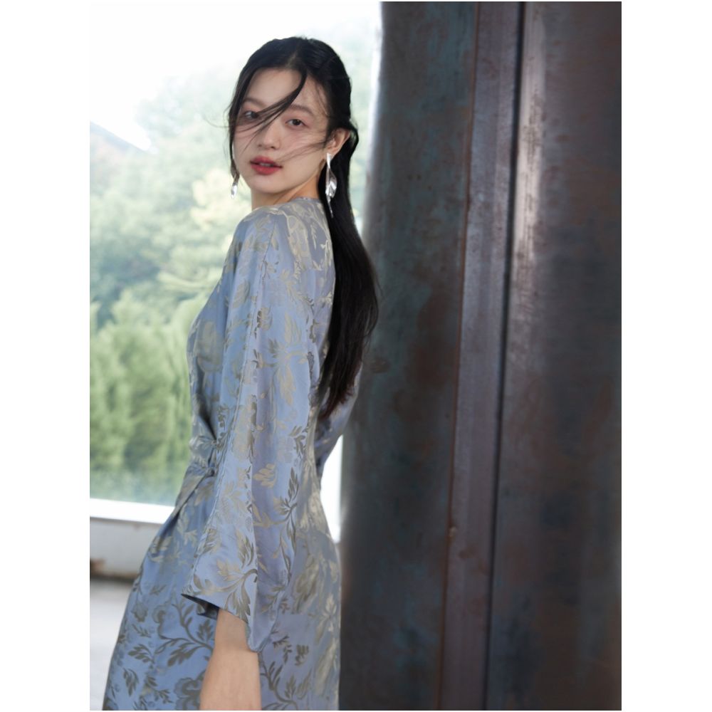 45 mulberry silk peony printed handmade buckle new Chinese style improved cheongsam skirt image 5
