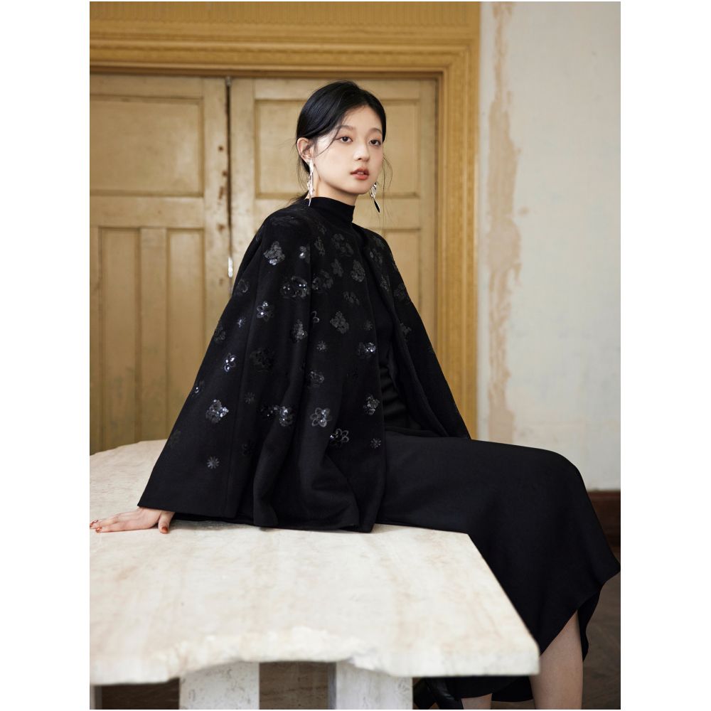 Vintage style heavy duty bead embroidery 100 wool cape style woolen coat image 23