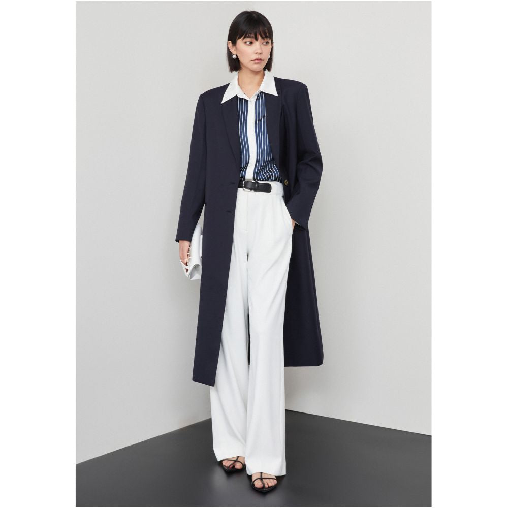Le Samedi Wilde Pearl Stripe Lightweight Wind Bone Color Weaving Stripe Acetate White Contrast Shirt image 3