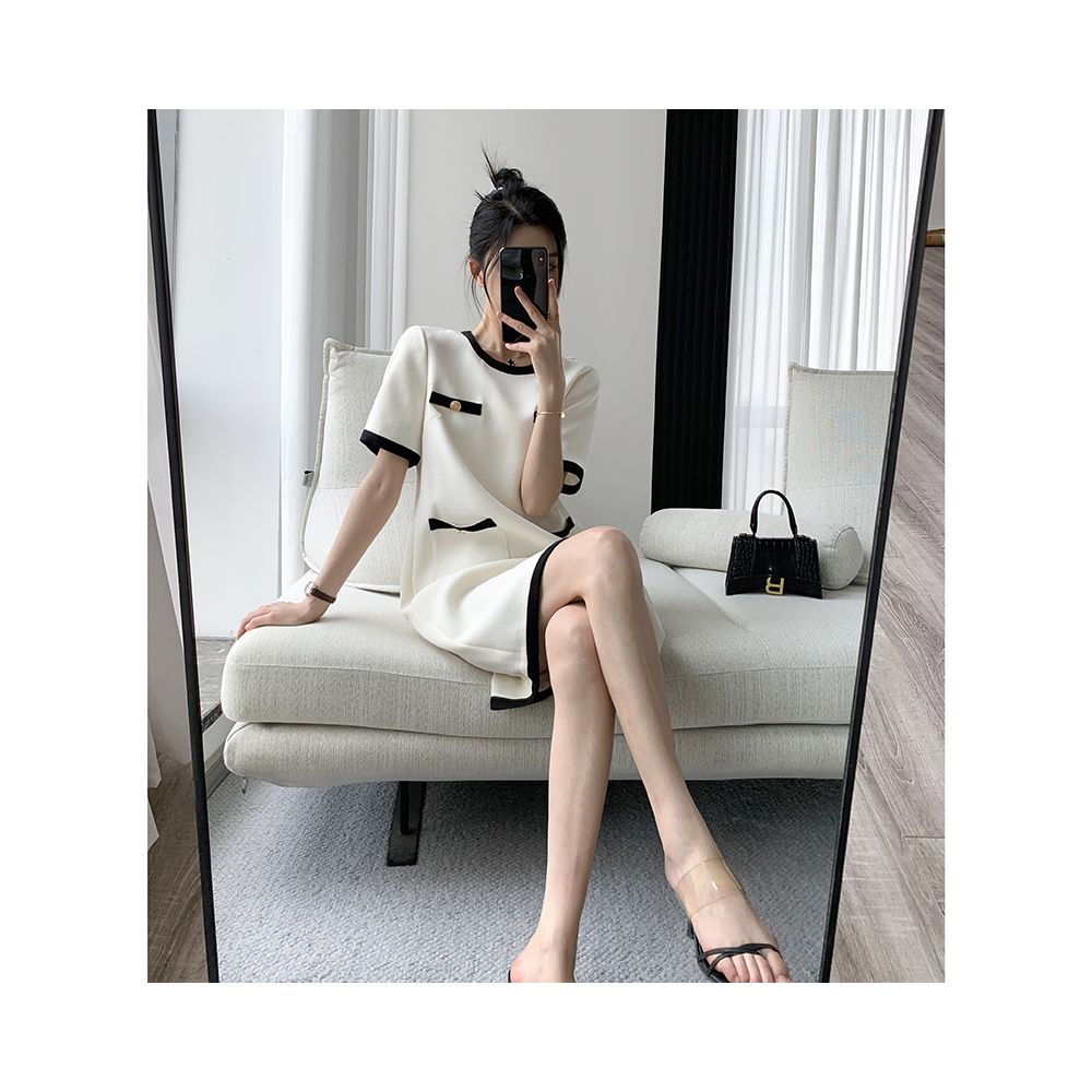 FT GUOGE small fragrant style dress for women in summer 2025 new high end French retro temperament white short skirt image 6