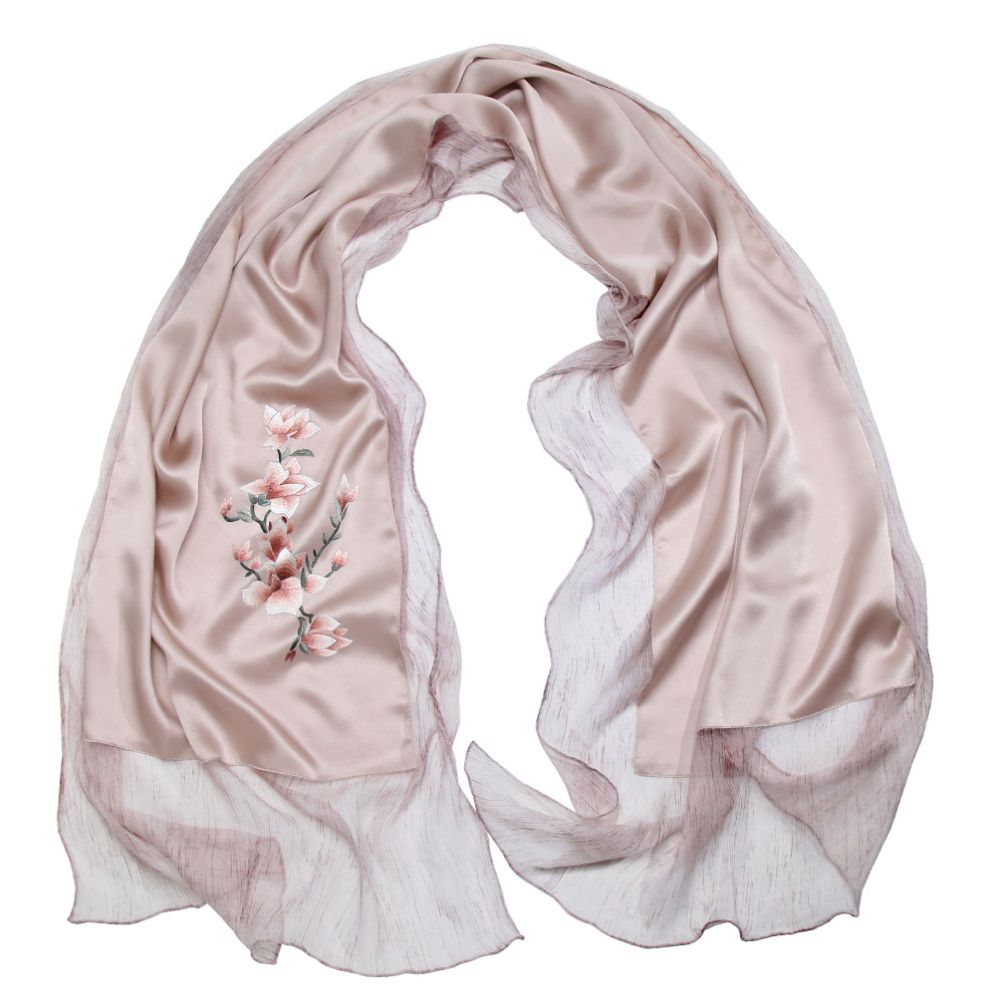 Chengdu Shu Embroidery Hand Embroidered Yarn Splicing Scarf Mulberry Silk Shawl Sichuan Featured Gift Chinese Style Sending to Foreigners image 5