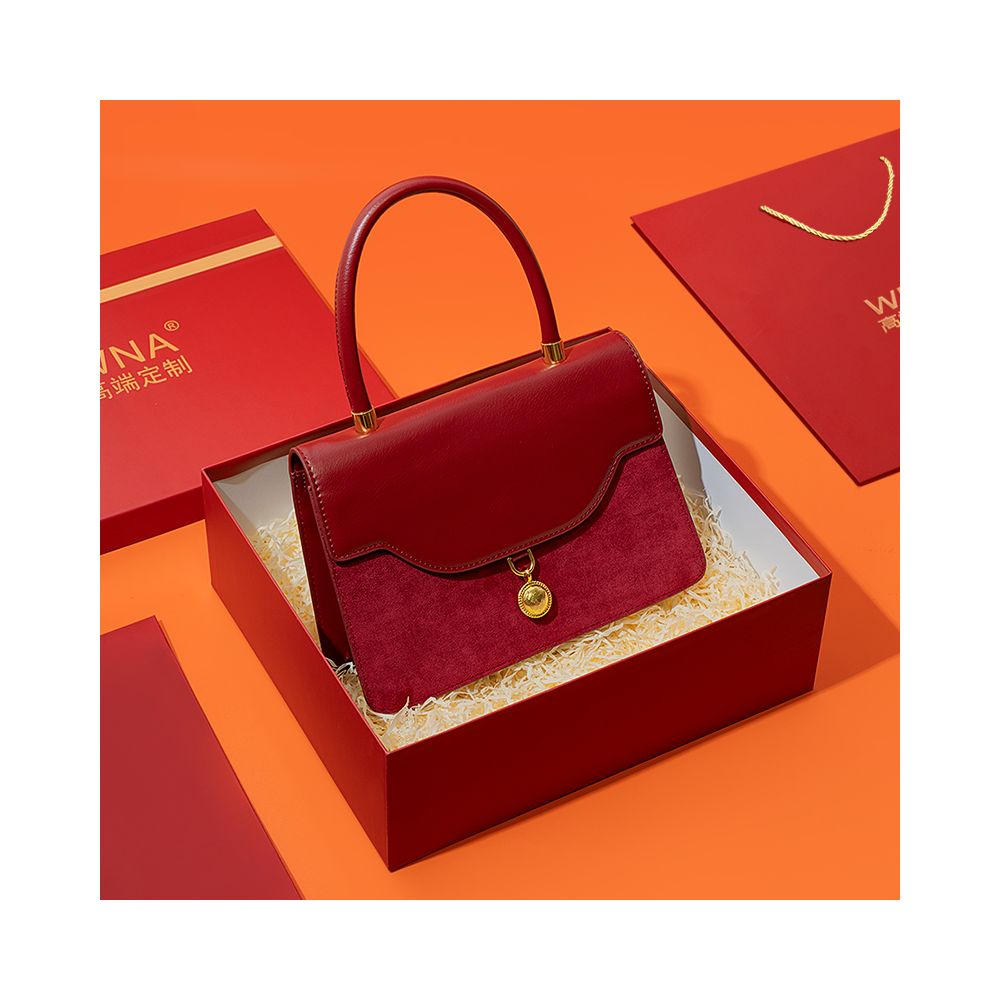 ASAYA2421 Retro red velvet wedding bag crossbody small square bag high-end portable Xiuhe suit bridal bag
