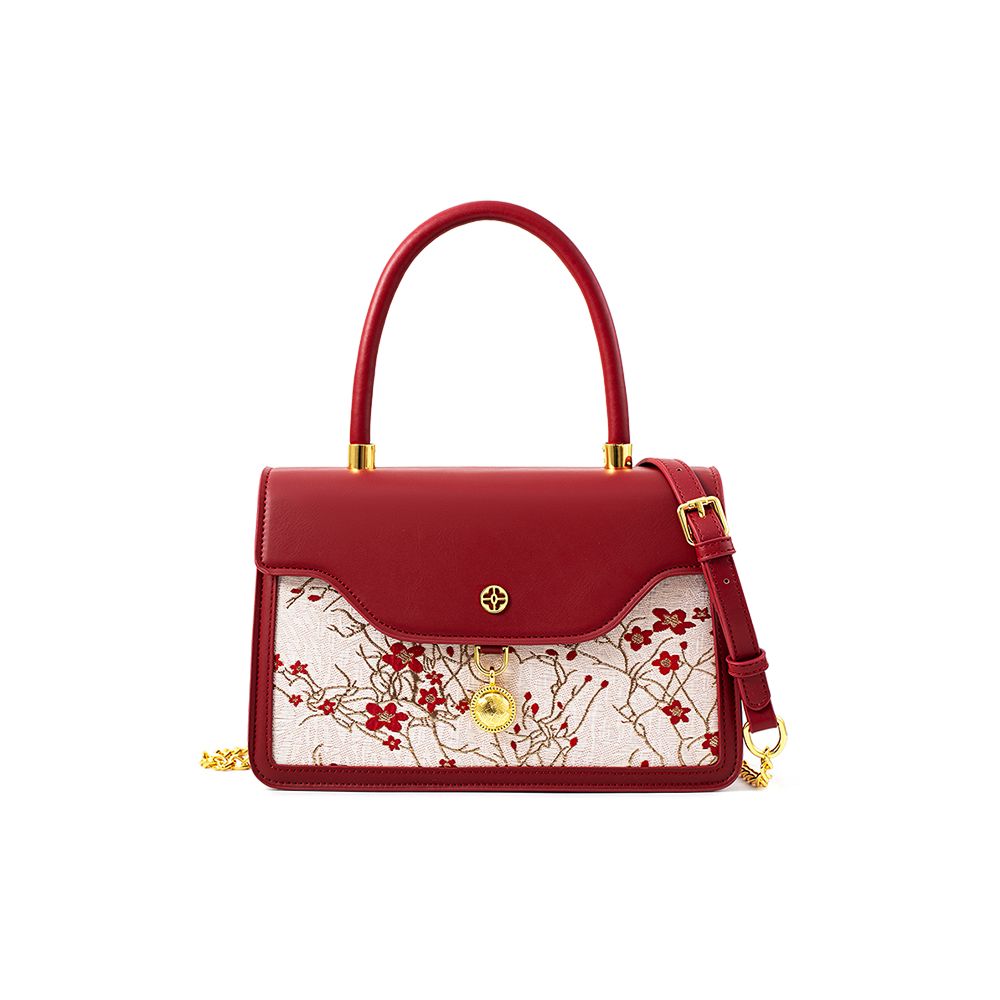 Luan Feng He Ming Red Velvet Wedding Bag Crossed Small Square Bag Premium Handheld Show Wofu Engagement Bridal Bag image 27