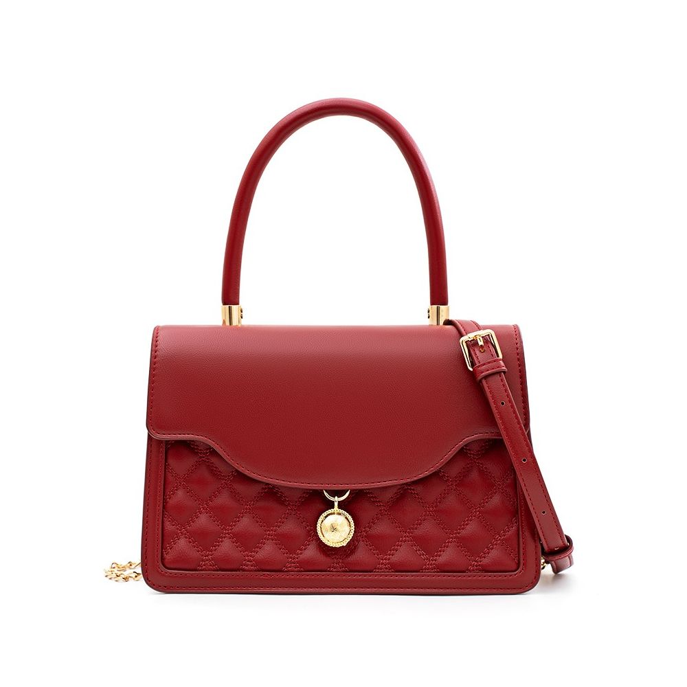 Luan Feng He Ming Red Velvet Wedding Bag Crossed Small Square Bag Premium Handheld Show Wofu Engagement Bridal Bag image 29