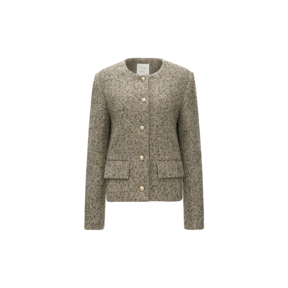 Naivee Naivee Winter Cotton Wool Commuting Elegant Wide Shoulders Small Fragrant Wind No Collar Box Type Woolen Short Coat for Women image 11