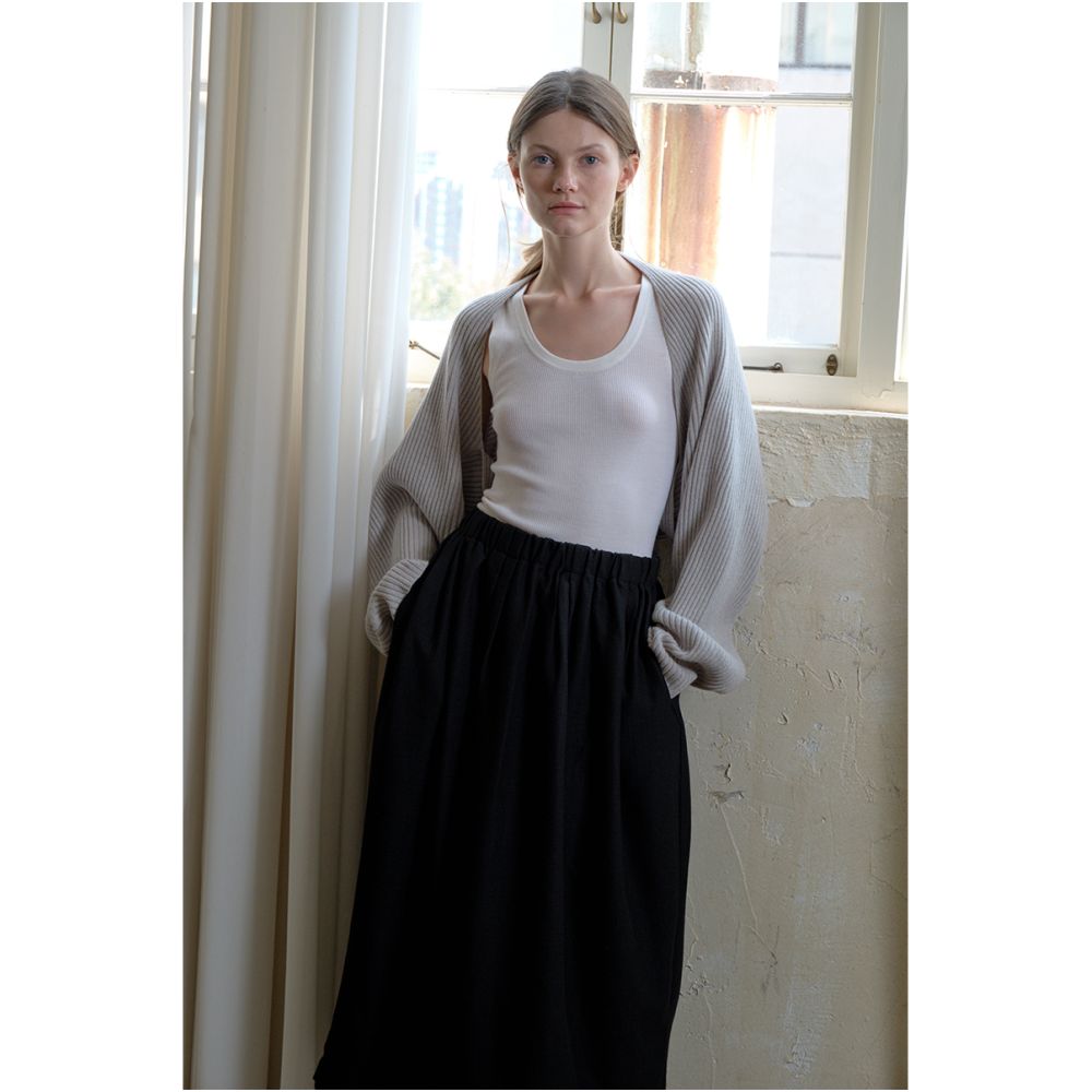 Whitecube pure wool knitted cardigan with cloud like texture paired with shawl scarf French blogger outfit for women image 3
