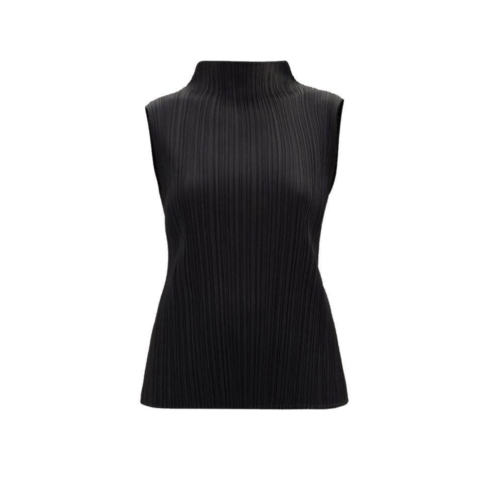 2025 Half High Collar Wrinkled Sleeveless Bottom T shirt Wrinkled Miyake Wind Pressure Wrinkled Slim Fit Versatile Vest Women s Summer image 5