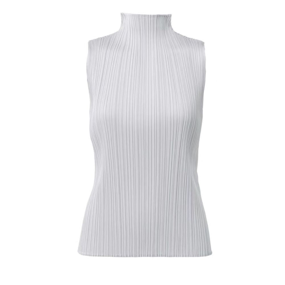 2025 Half High Collar Wrinkled Sleeveless Bottom T shirt Wrinkled Miyake Wind Pressure Wrinkled Slim Fit Versatile Vest Women s Summer image 7