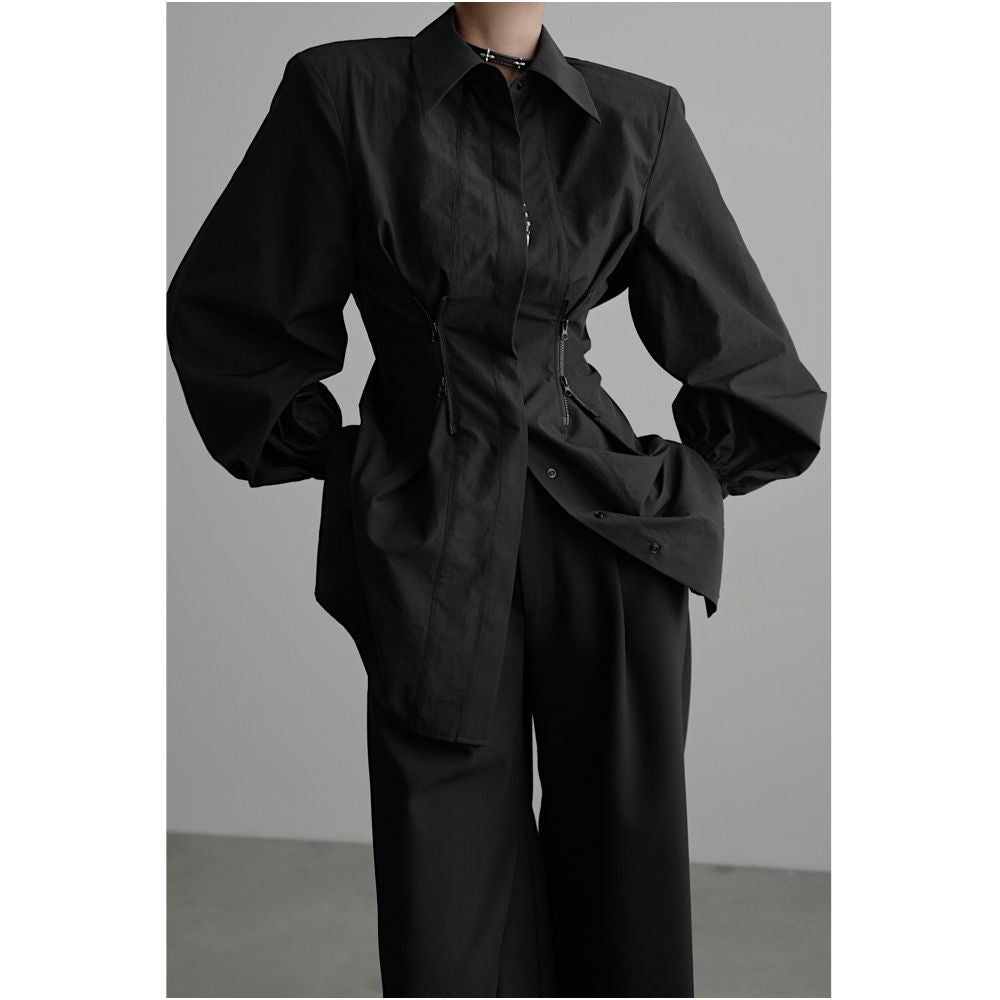 Wuyihuanxiang x Chentaitai zippered long sleeved waist shirt image 15