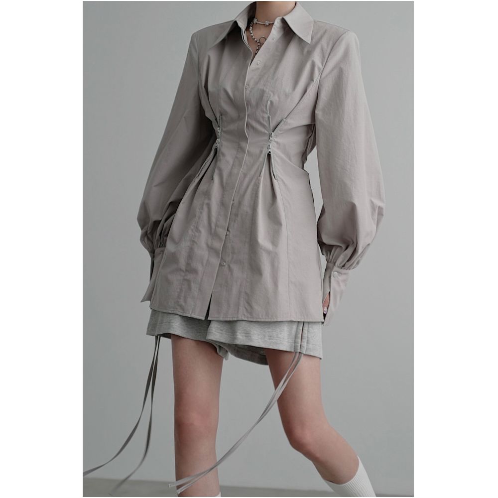 Wuyihuanxiang x Chentaitai zippered long sleeved waist shirt image 17