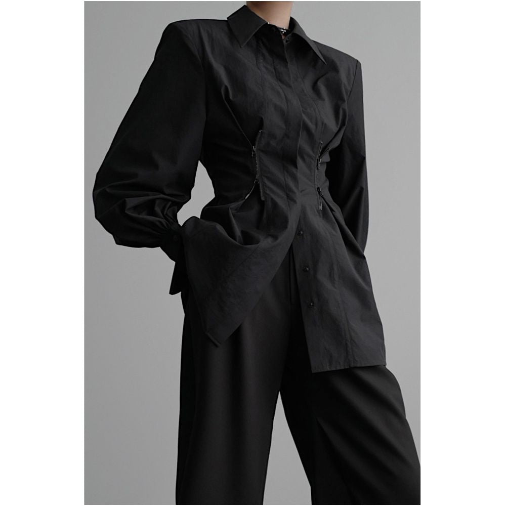 Wuyihuanxiang x Chentaitai zippered long sleeved waist shirt image 0