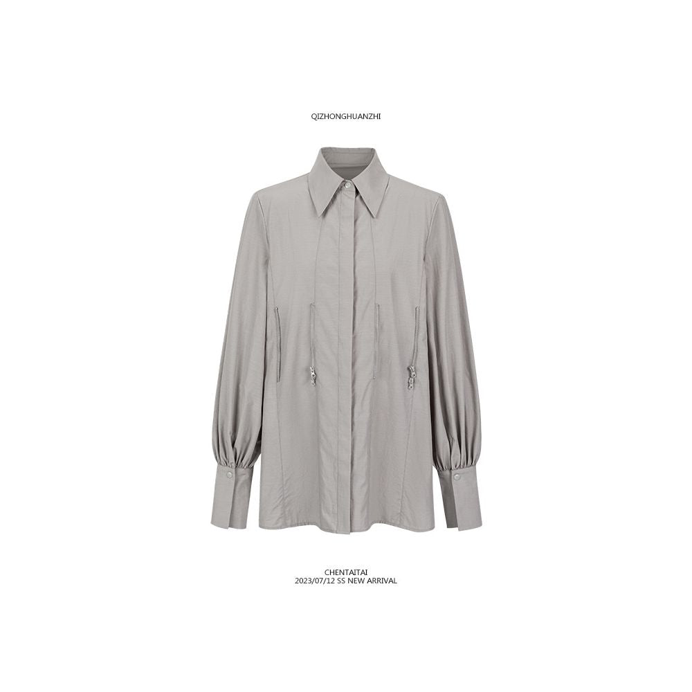 Wuyihuanxiang x Chentaitai zippered long sleeved waist shirt image 10