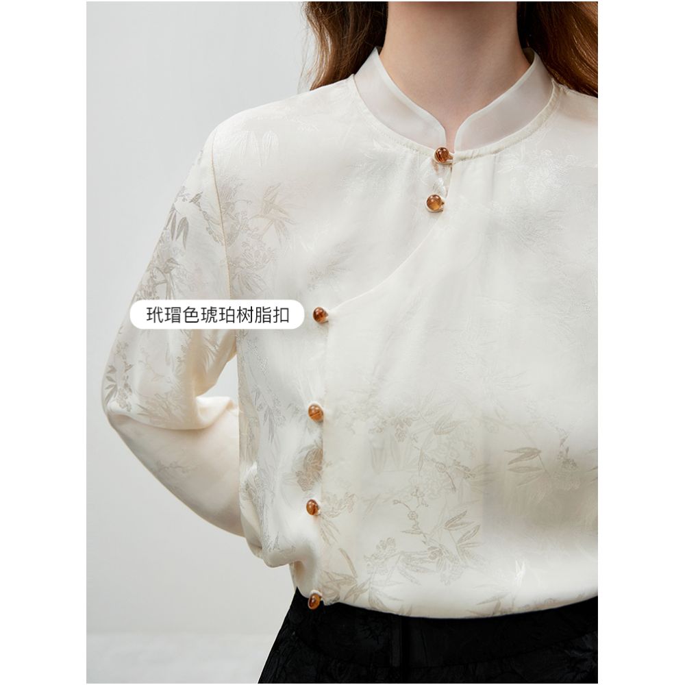 Fan Silan Qingfeng Zhuying New Chinese style horse face skirt top women s spring and autumn outfit light Chinese style vinegar shirt 3448 image 2