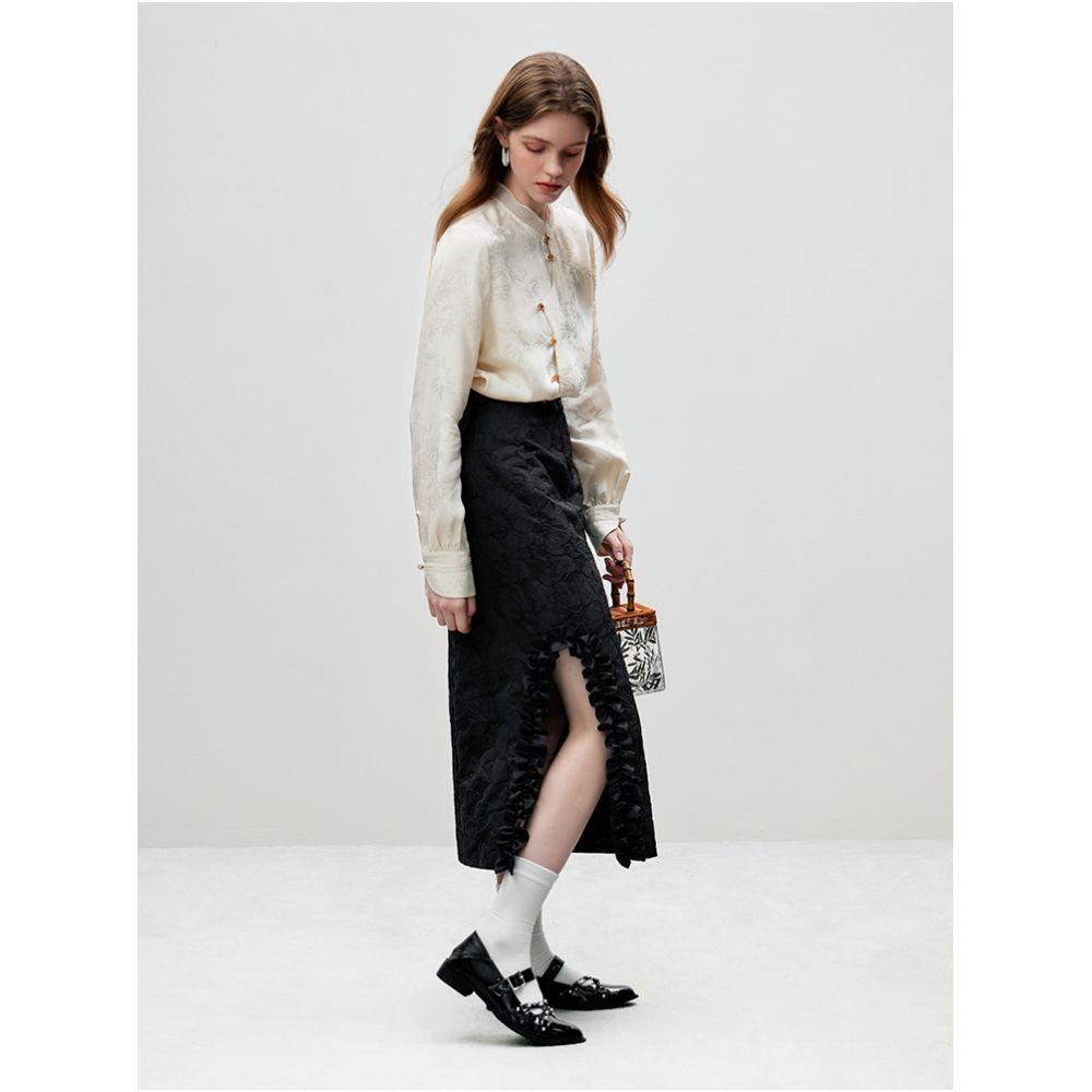 Fan Silan Qingfeng Zhuying New Chinese style horse face skirt top women s spring and autumn outfit light Chinese style vinegar shirt 3448 image 3