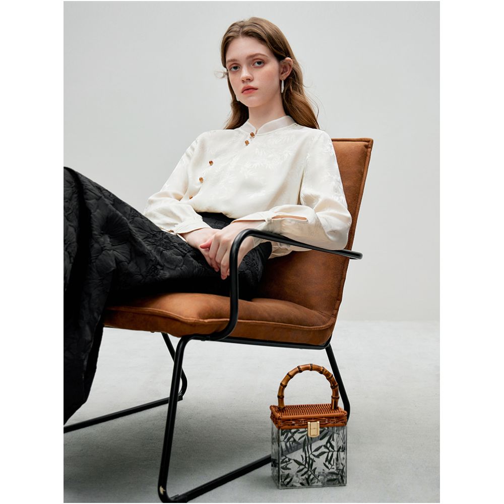 Fan Silan Qingfeng Zhuying New Chinese style horse face skirt top women s spring and autumn outfit light Chinese style vinegar shirt 3448 image 4