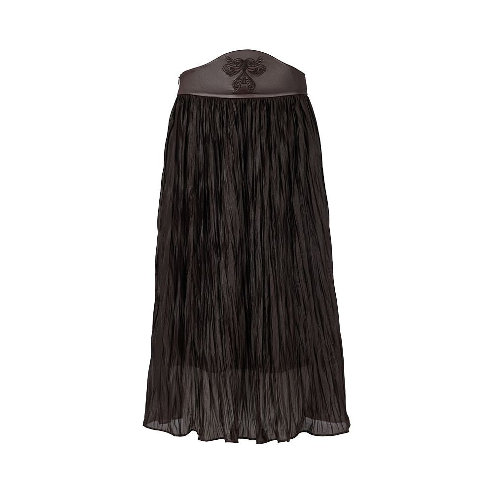 Li Sheng s same style flower and tree deep new Chinese black half skirt women s waist seal splicing yarn skirt high waist embroidered half skirt image 8