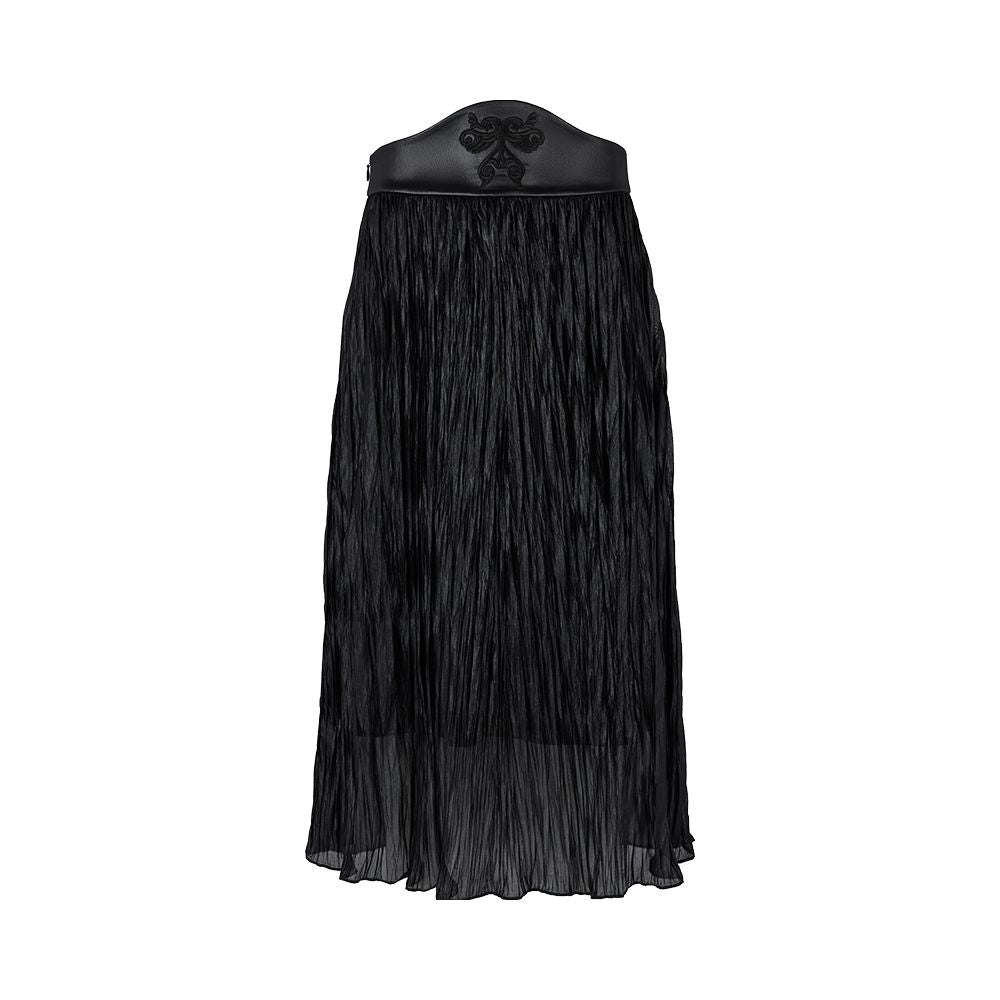 Li Sheng s same style flower and tree deep new Chinese black half skirt women s waist seal splicing yarn skirt high waist embroidered half skirt image 21