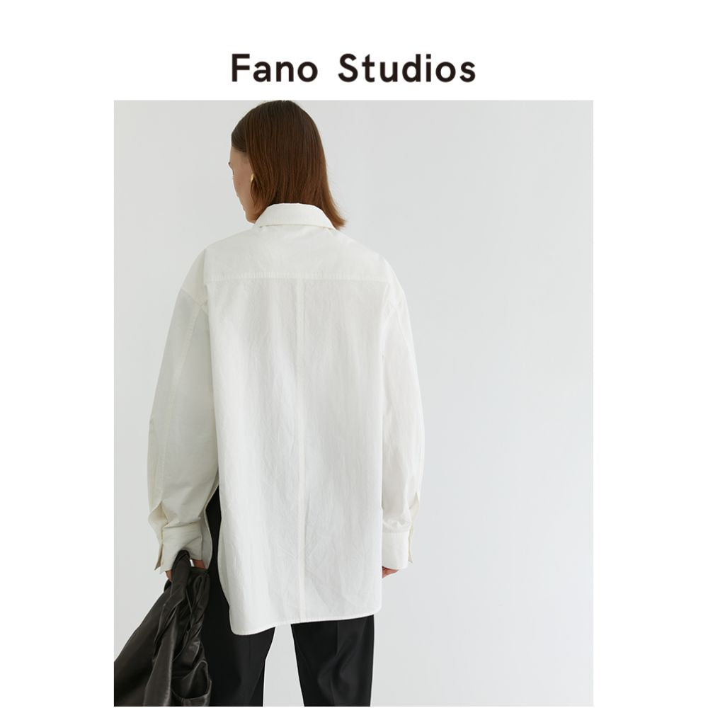 Fan Luo 2025 Autumn New White Shirt Women s Design Sense Small and Popular Loose Retro Stacked Top Long Sleeve Shirt image 4