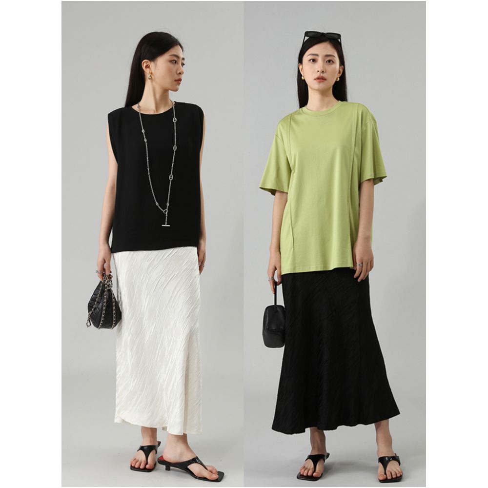 FANLE STUDIOS Imported Jacquard Acetic Acid Anti Wrinkle Slimming High Waist Fish Tail Medium length Chinese Half length Skirt for Women image 2