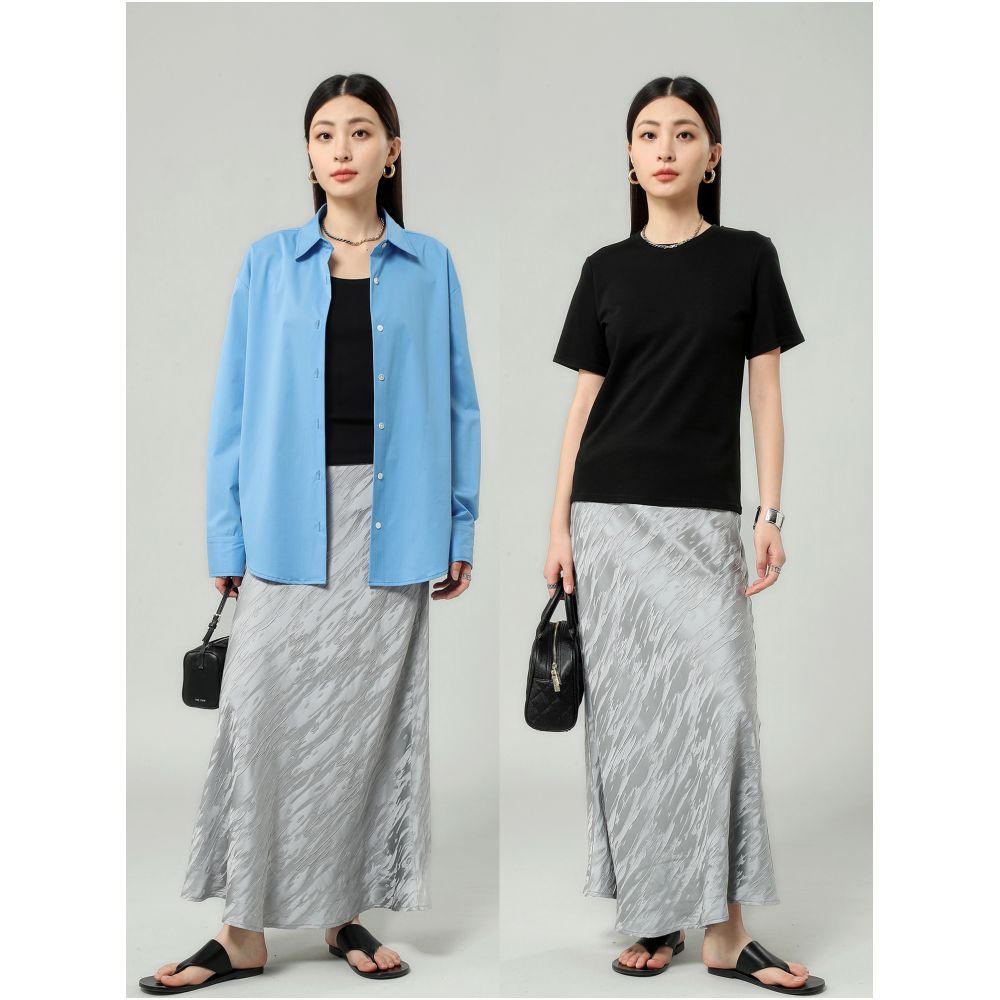 FANLE STUDIOS Imported Jacquard Acetic Acid Anti Wrinkle Slimming High Waist Fish Tail Medium length Chinese Half length Skirt for Women image 4