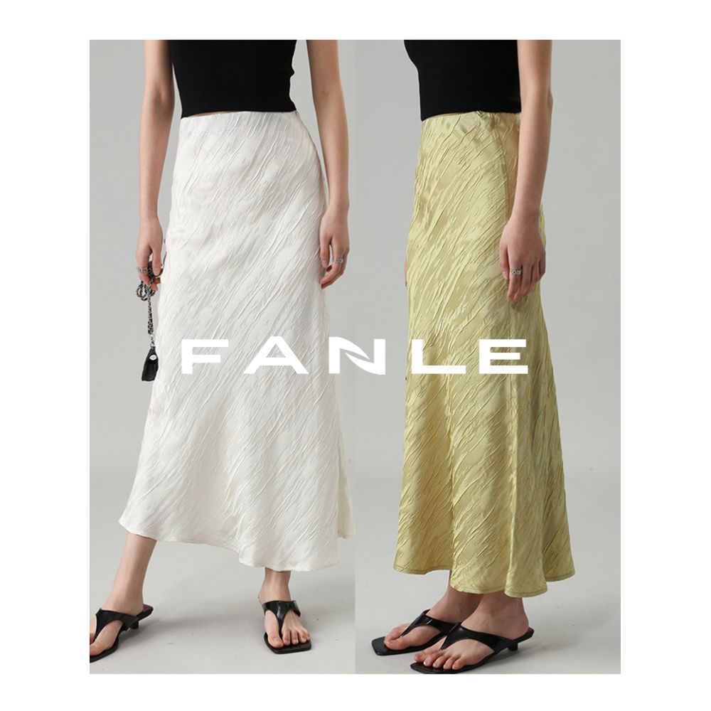 FANLE STUDIOS Imported Jacquard Acetic Acid Anti Wrinkle Slimming High Waist Fish Tail Medium length Chinese Half length Skirt for Women image 0