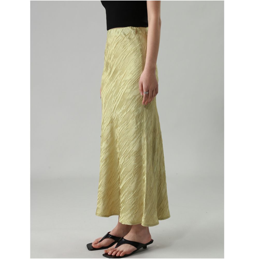 FANLE STUDIOS Imported Jacquard Acetic Acid Anti Wrinkle Slimming High Waist Fish Tail Medium length Chinese Half length Skirt for Women image 18