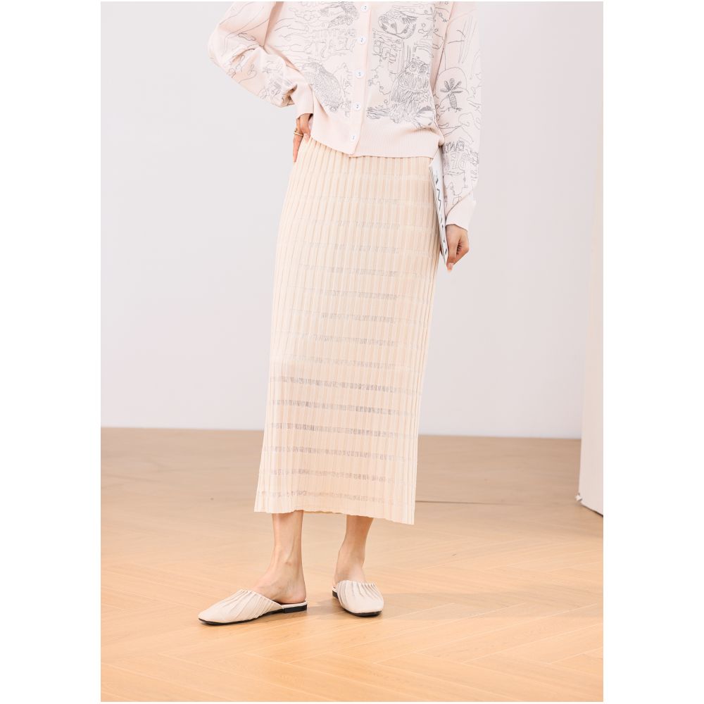Qiqi Family 3D Bamboo Knot Pit Strip Knitted Half Skirt 2024 Autumn New Product French Hollow High Waist Long Skirt for Children image 11