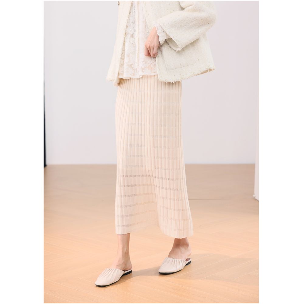 Qiqi Family 3D Bamboo Knot Pit Strip Knitted Half Skirt 2024 Autumn New Product French Hollow High Waist Long Skirt for Children image 21