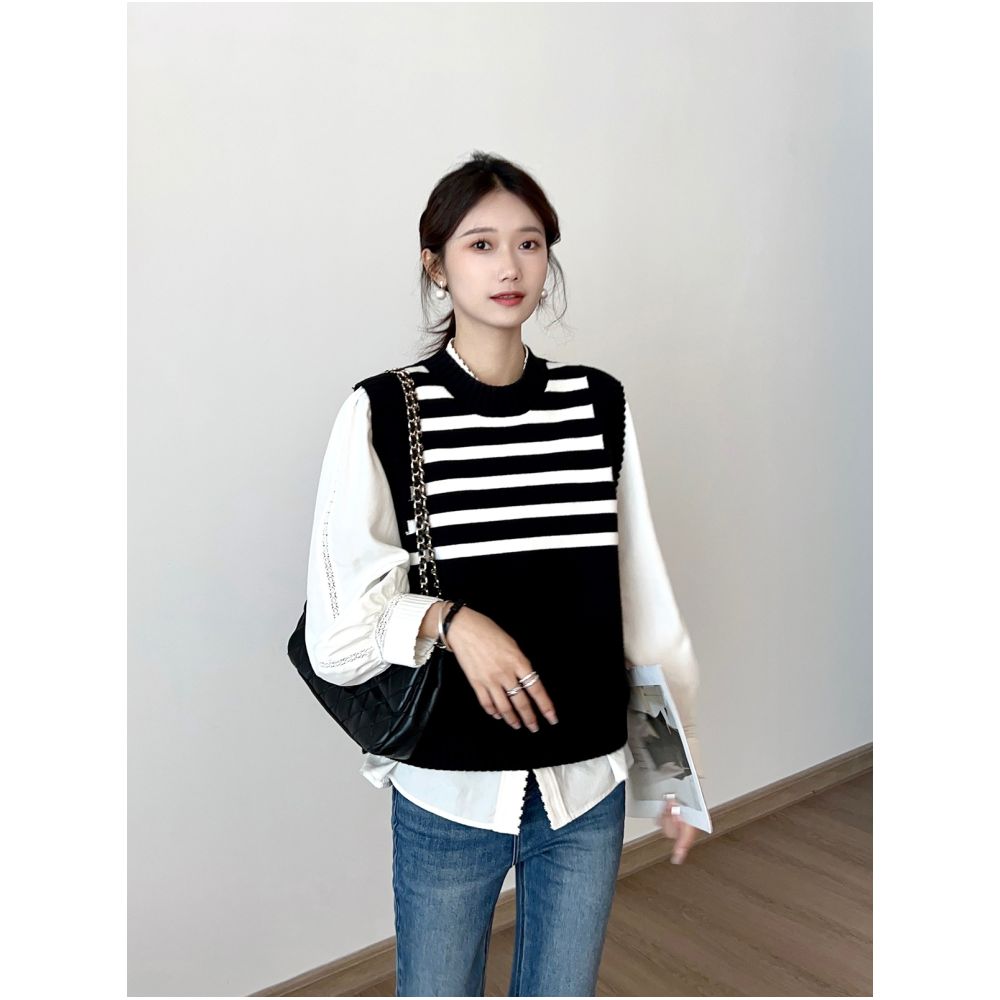 Qiqijia Shoulder Sleeve Splicing Crimson Lace Lace White Shirt 2024 Autumn New Product Women s Long Sleeve Shirt image 2