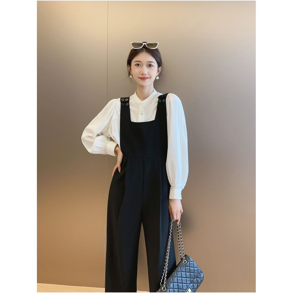 Qiqijia Shoulder Sleeve Splicing Crimson Lace Lace White Shirt 2024 Autumn New Product Women s Long Sleeve Shirt image 5