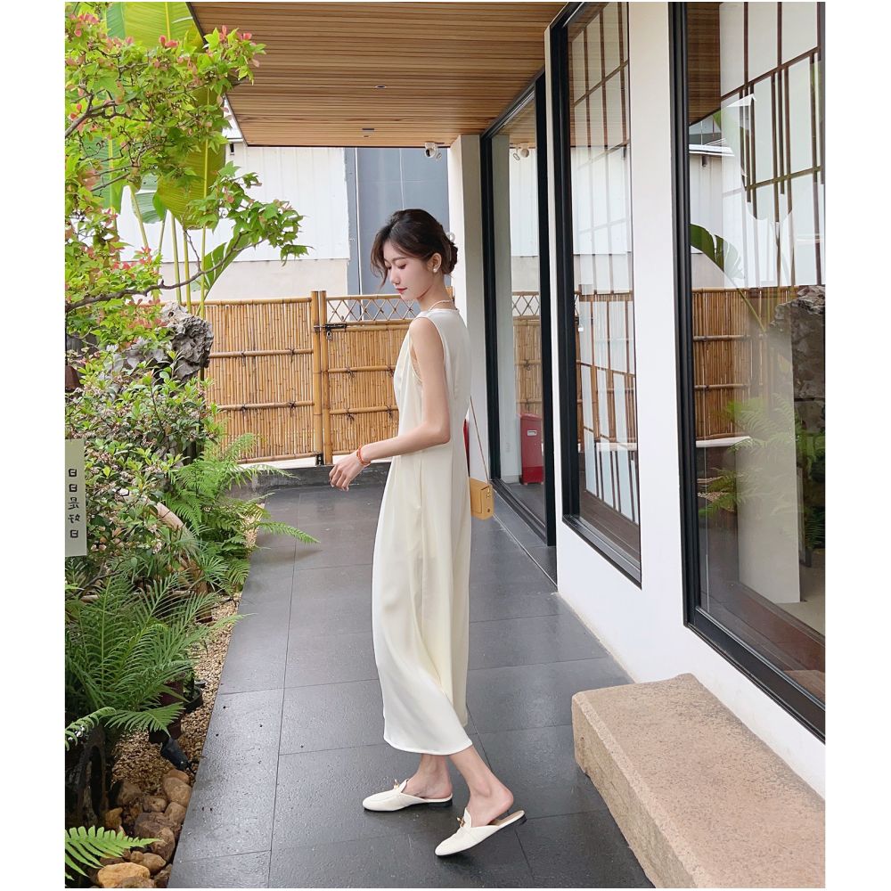 Qiqijia Rice Apricot Embroidered Double Plate Buckle Chinese Style Lining Dress 2024 Summer New Collection Stand Collar Two Piece Dress for Women image 13