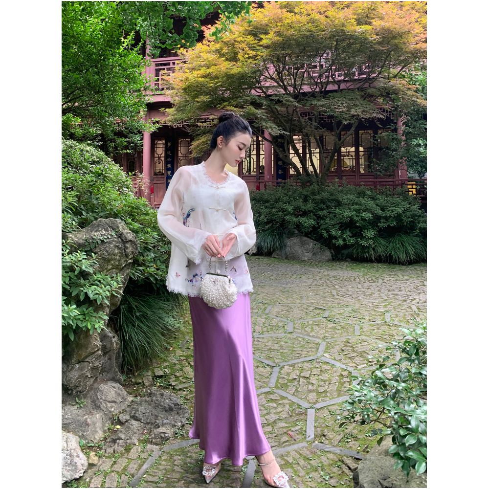 Broken code picking up leaks Yu Xiaoxiao likes to climb onto the branches heavy weight new Chinese style mulberry silk jacket 2025 new style image 23