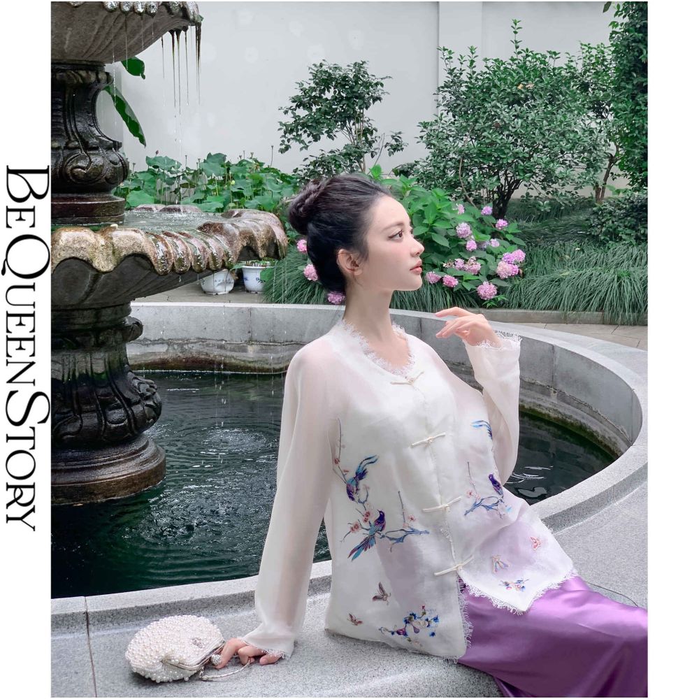 ASAYA2340 Happiness on the Branch Heavy New Chinese Style National Style Mulberry Silk Jacket Long sleeve
