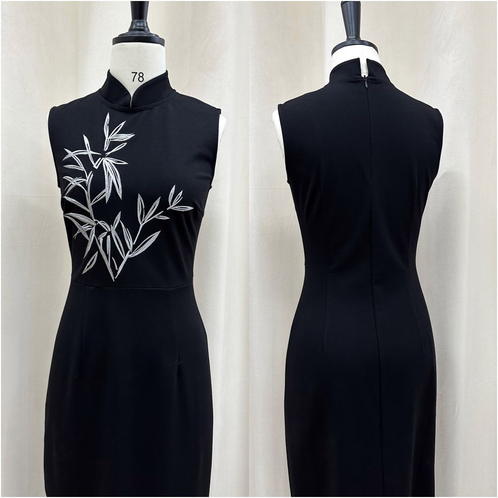 ASAYA2311 Bamboo series sleeveless black Qi Pao