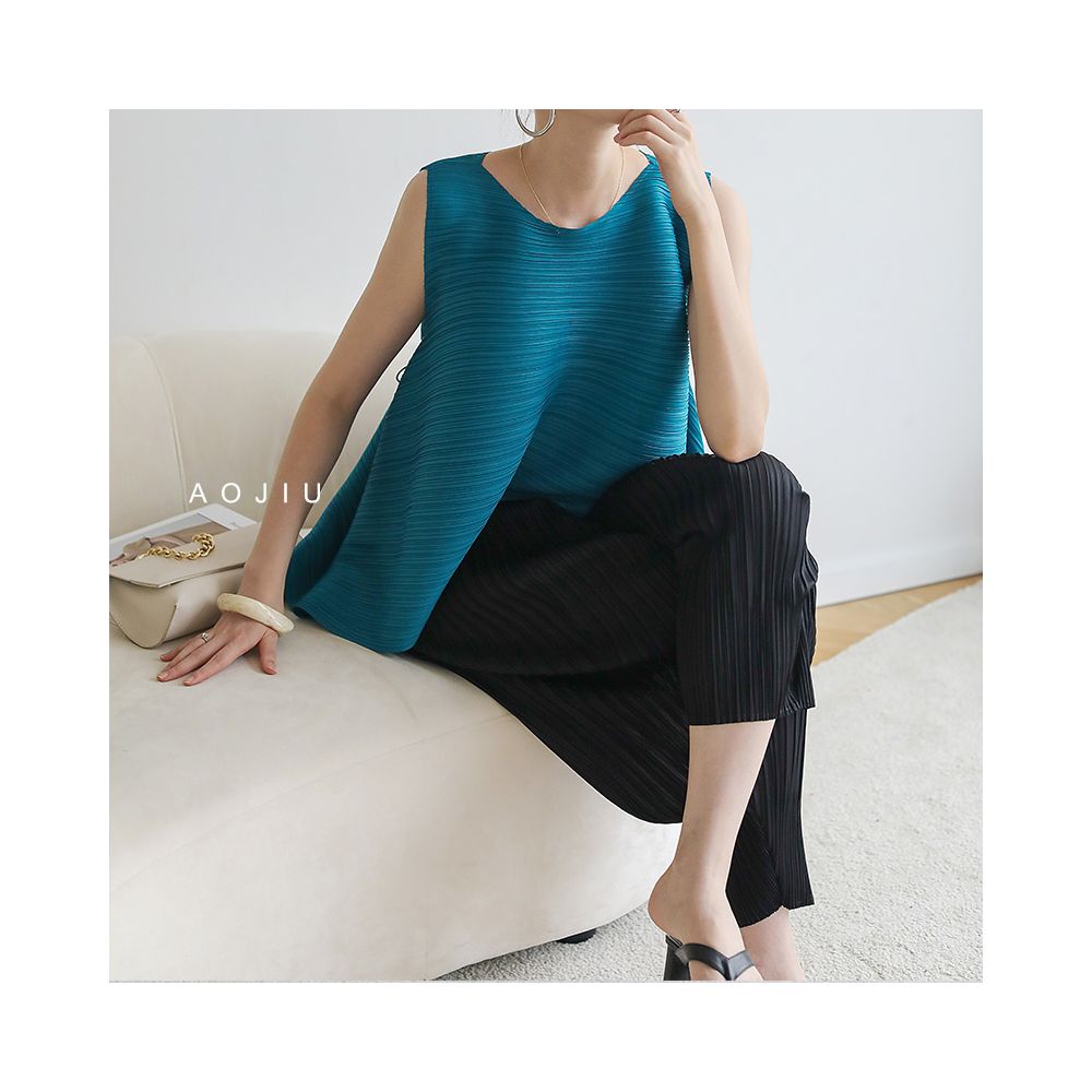 Ao Jiu San Zhai Folded Small Legged Pants for Women 2024 Spring Summer New Style Loose and Slim Hundred Fold Casual Haren Pants Long Pants image 4